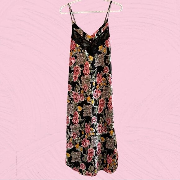 Vintage floral satin midi slip dress - Picture 6 of 14